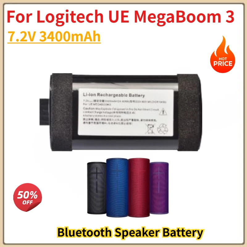 

Высококачественная батарея 7,2 В 3400 мАч для Bluetooth-колонки Logitech UE MegaBoom 3, запчасти 533-00014, 533-000116, 533-000138, совершенно новая.
