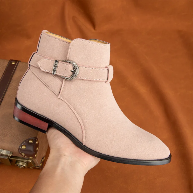 

Осенне-зимние модные ботинки челси, мужские удобные мужские ботильоны на молнии, замшевые деловые ботинки для мужчин, модельные туфли с высоким берцем