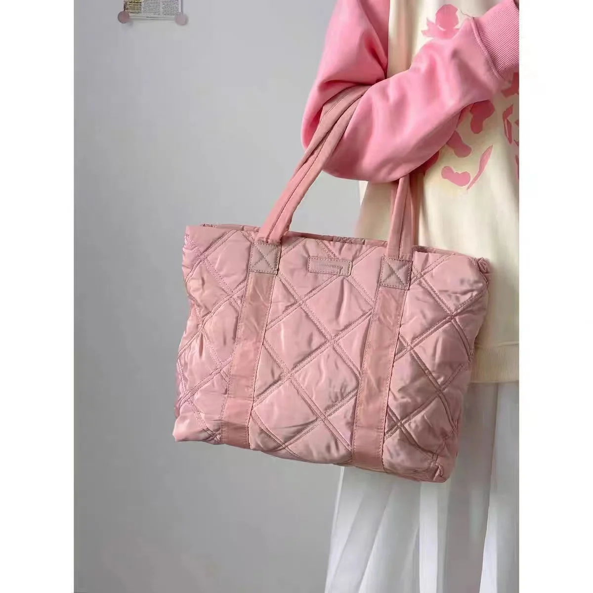 2024 Autumn Winter Women's Tote Bag Large Capacity Down Jacket Bag Stylish Fashion Girls Street Commute Handbag Shoulder Bag
