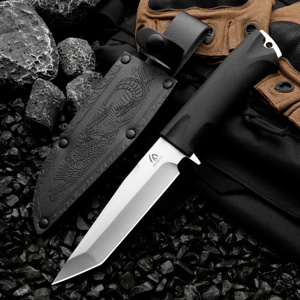 HUANGFU High quality 9CR18MOV outdoor knife fixed blade wilderness survival knife men\'s gift rescue knife hiking hunting knife