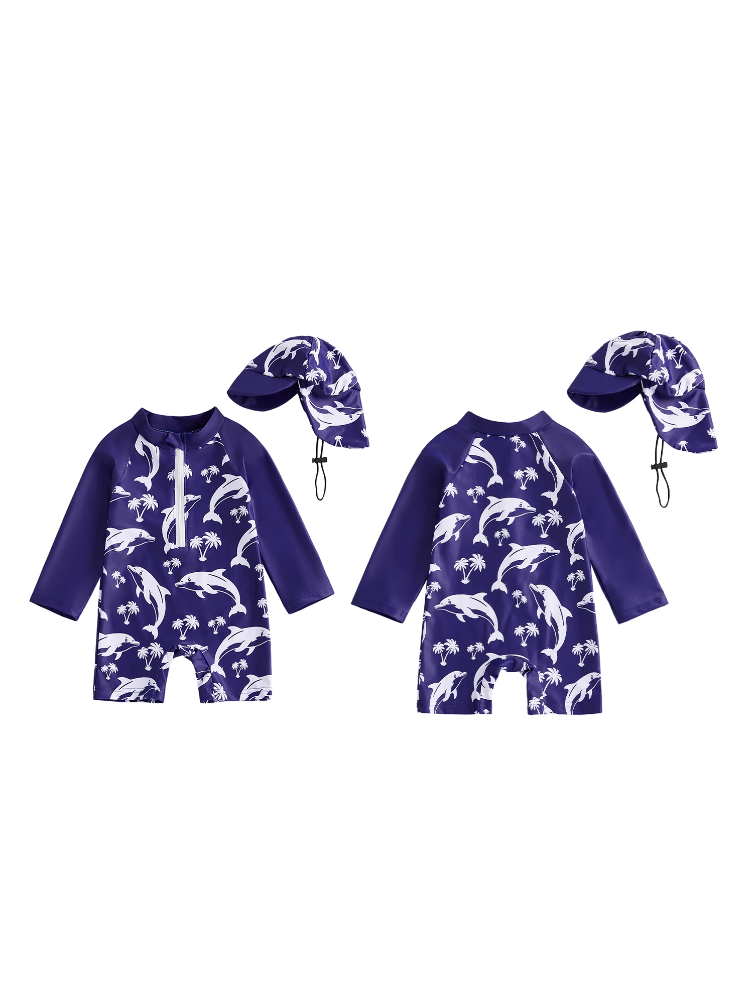 مجموعة ملابس سباحة رائعة للرضع مع تصميم ديناصور ممتع وسحاب كامل وقبعة شمس متطابقة للأولاد #5