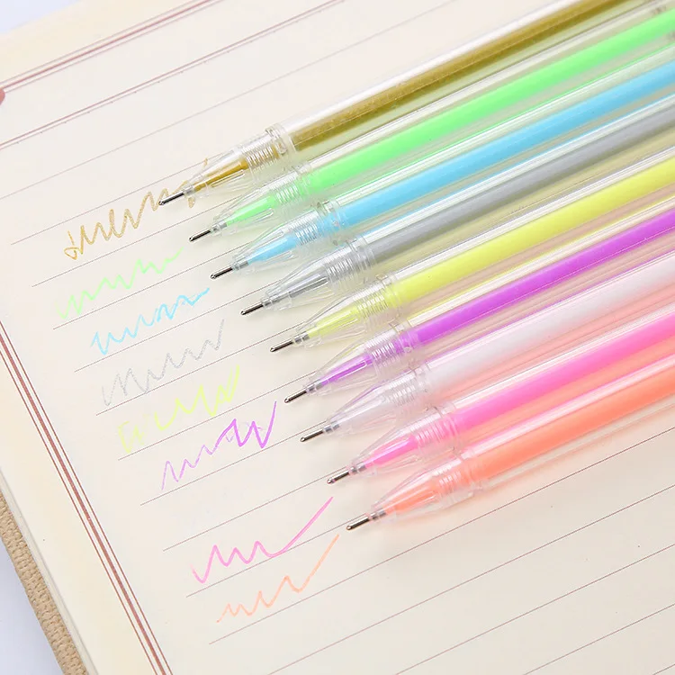 

4pcs Cute Gel Pen for Kids Student Kawaii School Office Stationery Supplies Highlighters Black Gold Red Green Color 0.5mm