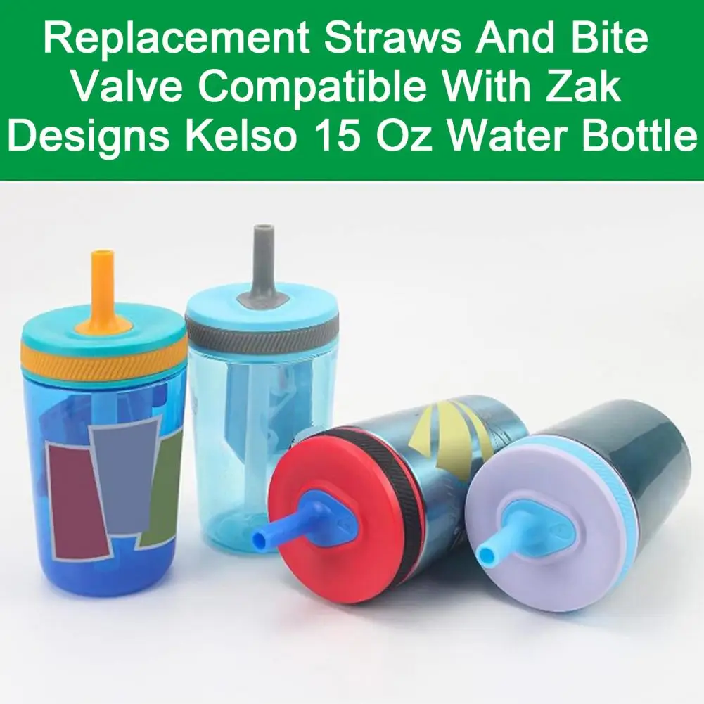 Replacement Straws and Bite Valve Compatible for Zak Cup Silicone BPA-Free Drinking Straw Accessories