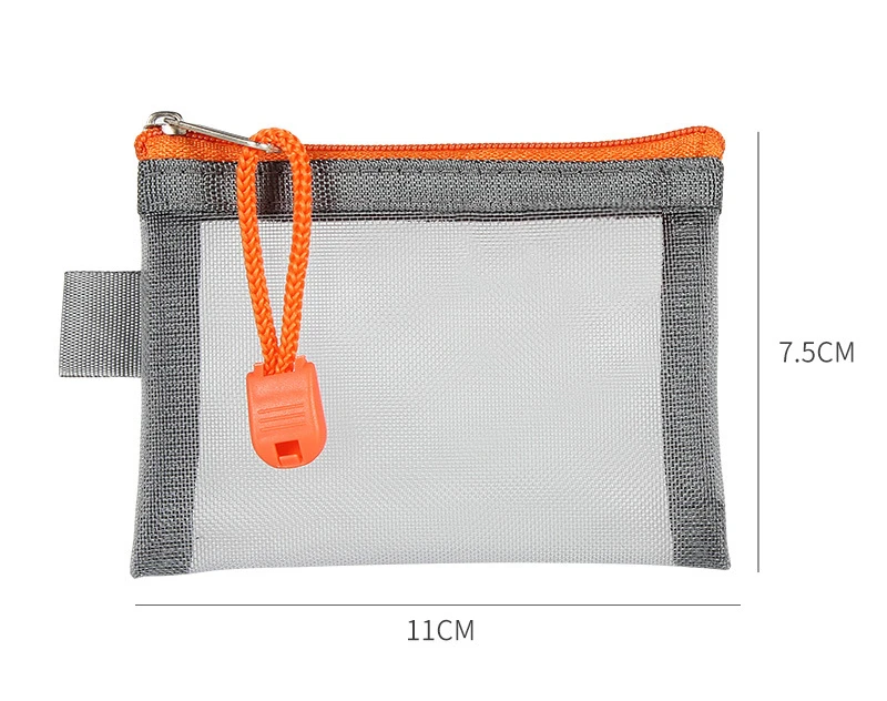 Mini-Geldbörse aus durchsichtigem Nylon mit Netzstoff und Reißverschluss, niedliche Geldbörse, tragbar, für Kreditkarten, Ausweise, Lippenstift, Tasche, Datenleitung, Schlüssel, Kopfhörer-Organizer – Detail 5