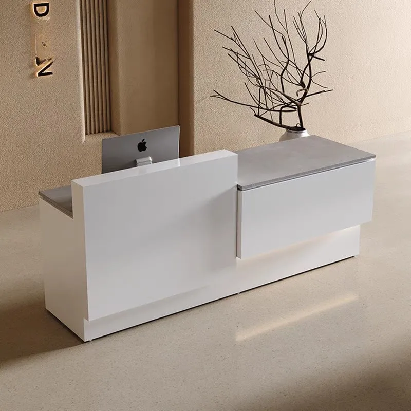 Baking paint modern reception counter bureaux de travail Customer center Computer desk office table mesa de computador furniture