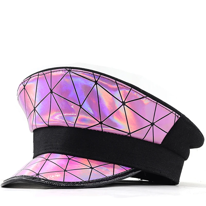 Sombrero militar de cuero rosa para mujer, visera de oficial de Alemania, gorra de policía Cortical, sombrero de Halloween, sombrero de cantante de fiesta, nuevo