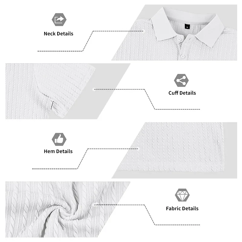 Europäisches und amerikanisches Sommer-Herren-Polohemd mit lockerem Jacquard-Strickmuster, geknöpft, kurzärmelig, auf Lager – Detail 15