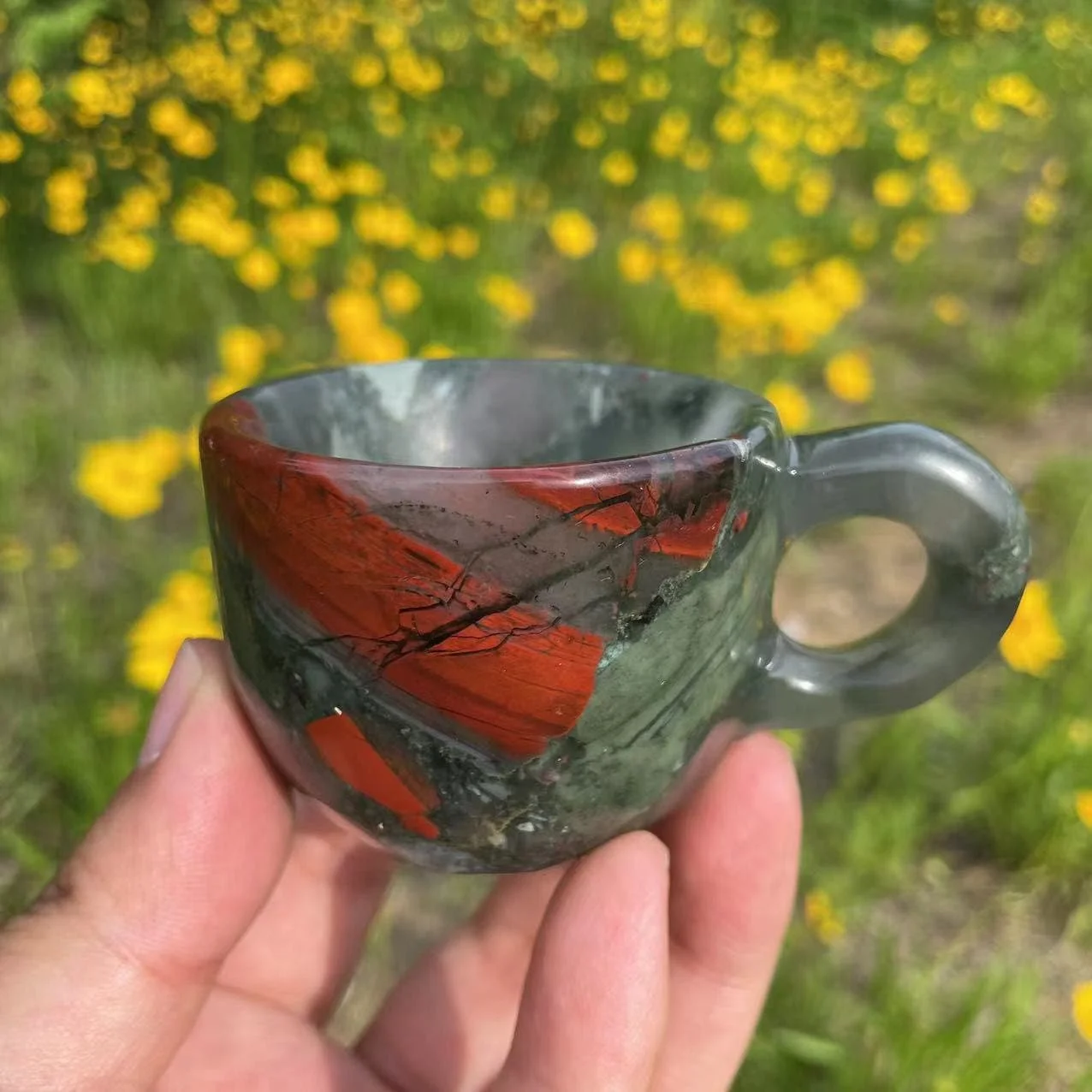 1pc Hand Carved Dragon Blood Stone Cup Carving|Healing Crystal Spiritual CupCrystal Decor