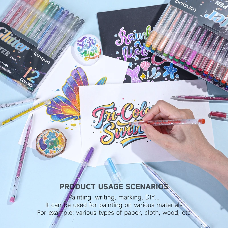 12-96 Color-Changing Glitter Gel Pens, Aurora Shiny Sparkling Star Highlighter Pens for Journaling, Drawing & DIY Art Creation