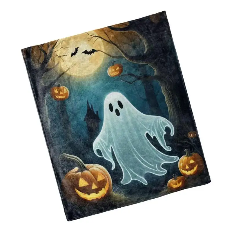 Halloween Throw Blanket Plush Throw Ghost Blanket Halloween Sofa Bed Plush Throw Fleece Blanket For Bed Chairs Sofa Settees