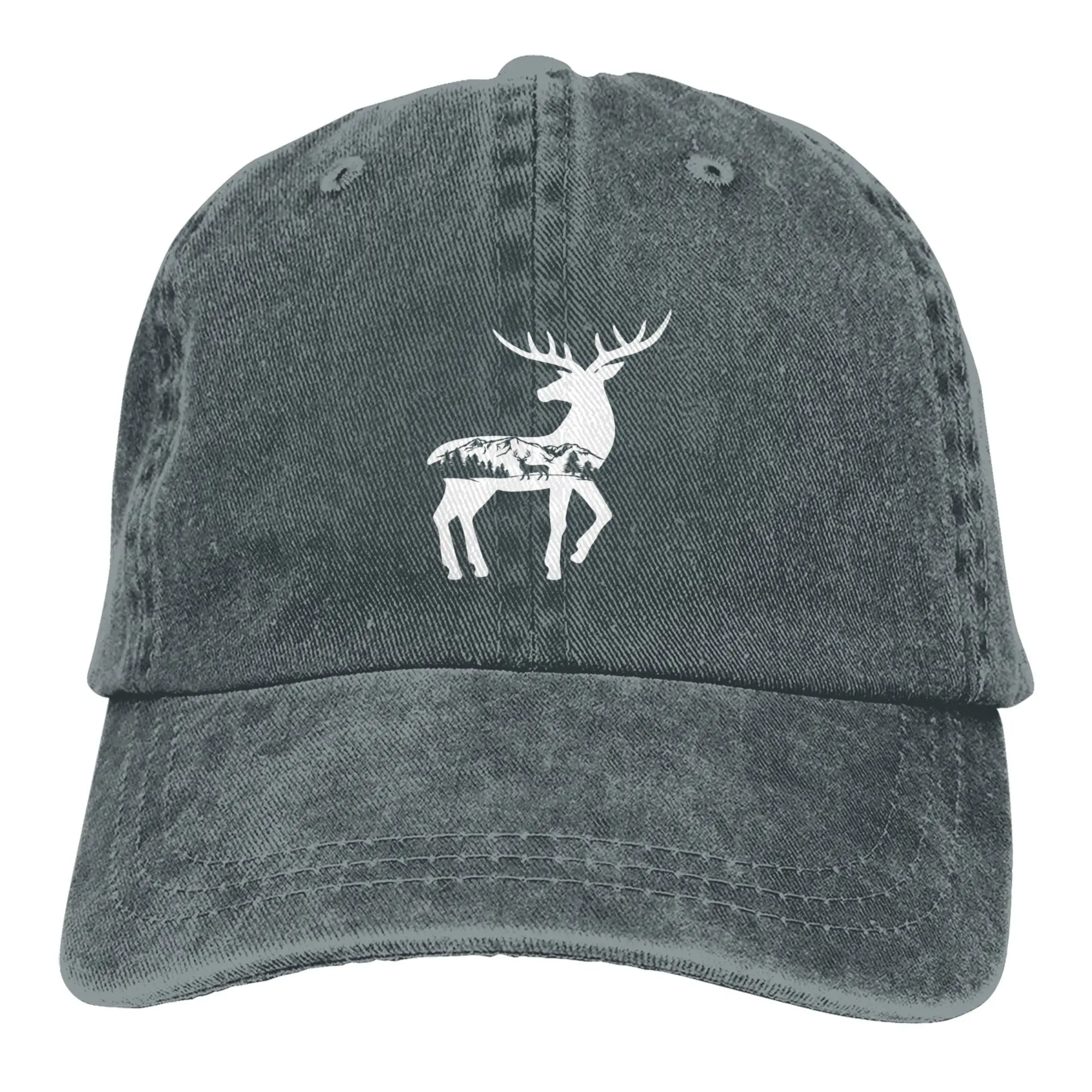 

Mountain Forest Deer Adjustable Unisex Adult Vintage Cotton Hats for Women Men Outdoor Sport Denim Dad Hat