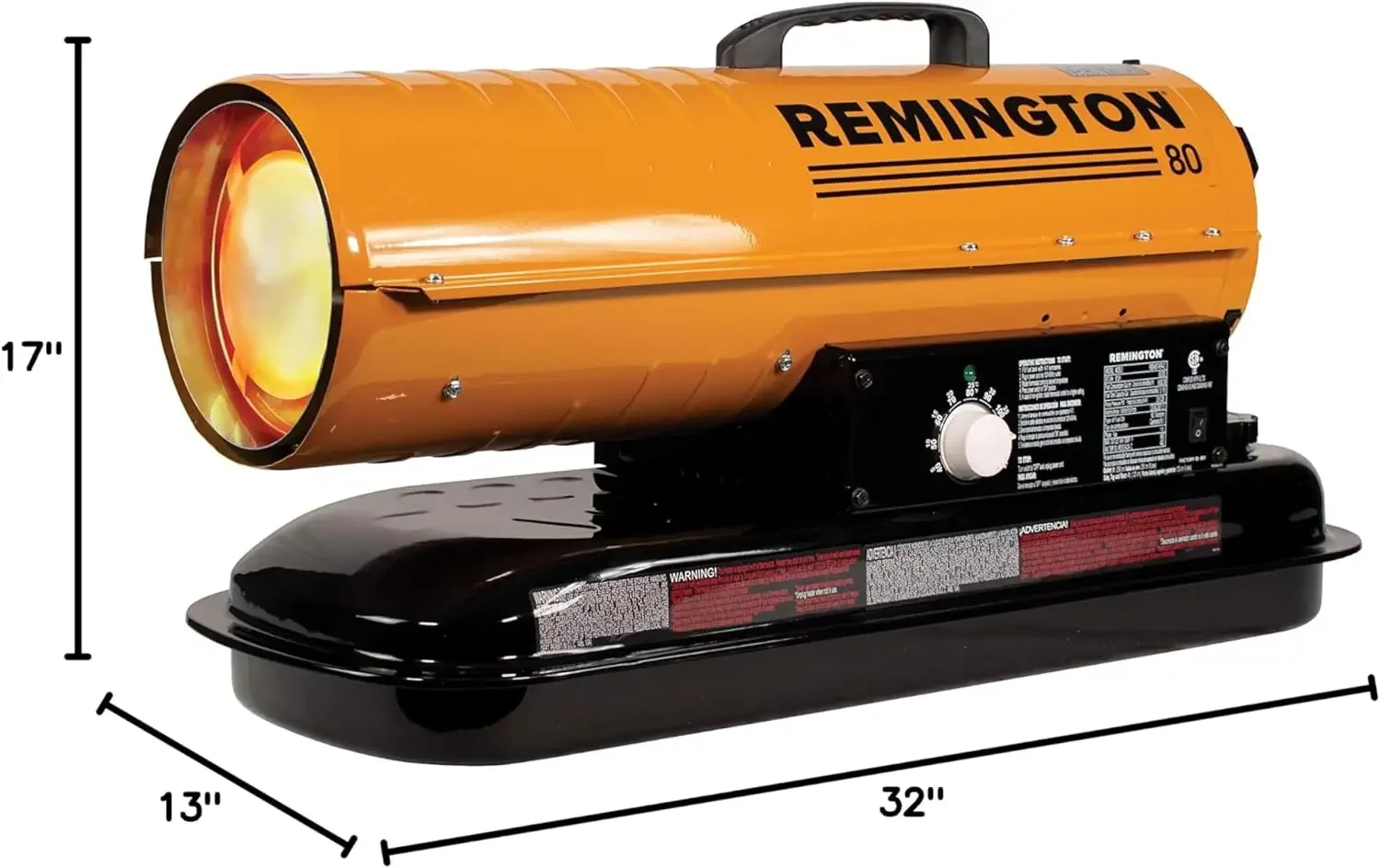 Remington 80,000 BTU Diesel/Kerosene Heater | For Warehouses, Construction, Garages, Barns and Workshops (REM-80T-KFA-O)