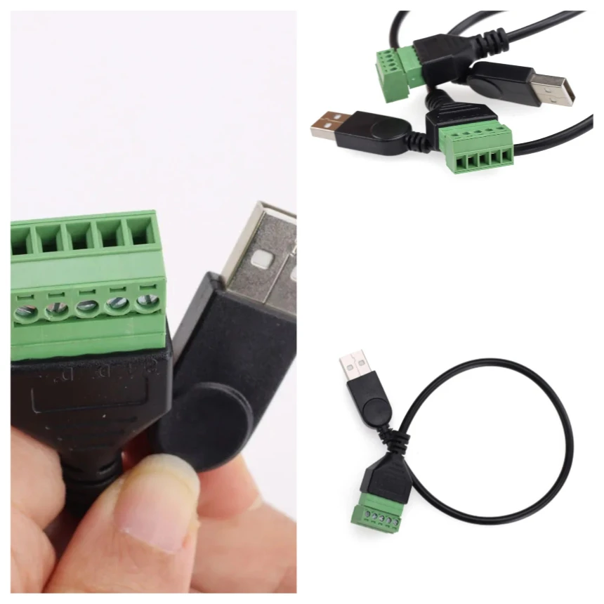 

300pcs USB 2.0 A Male To 5 Pin Female Bolt Screw Shield Terminals Adapter Pluggable Type Connector Converter Cable