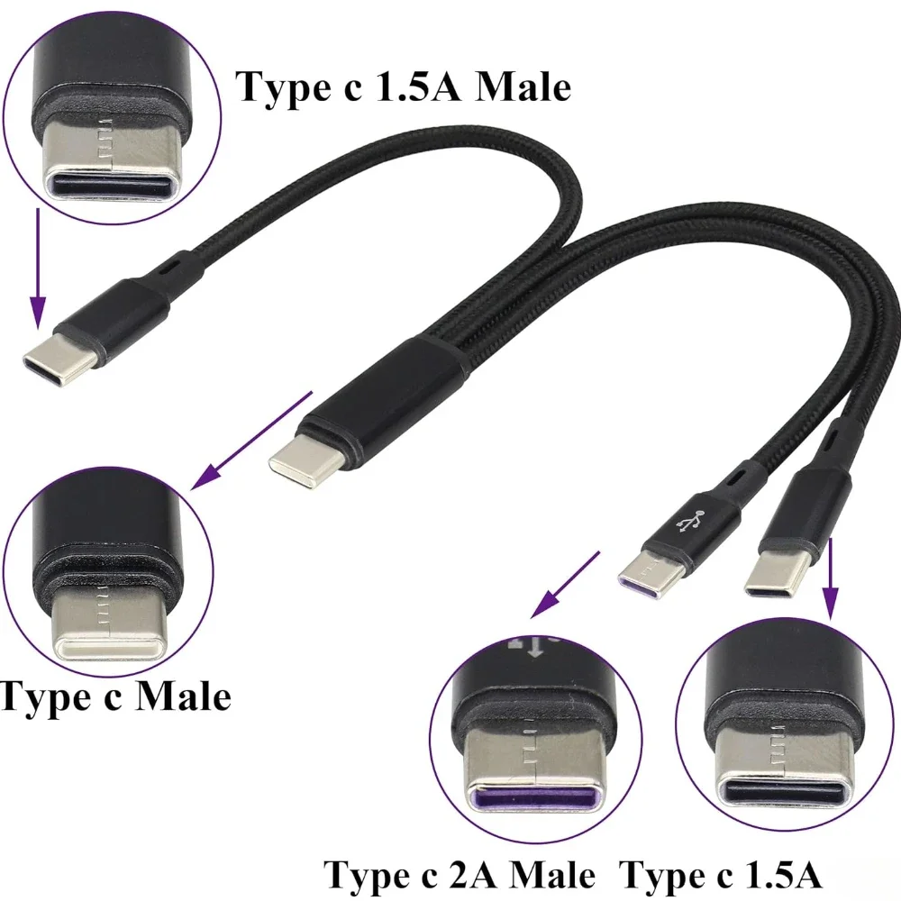 Multi USB Fast Charging Cable,3 in 1 2A Cord Connector with 3 Type C USB Universal Port Adapter