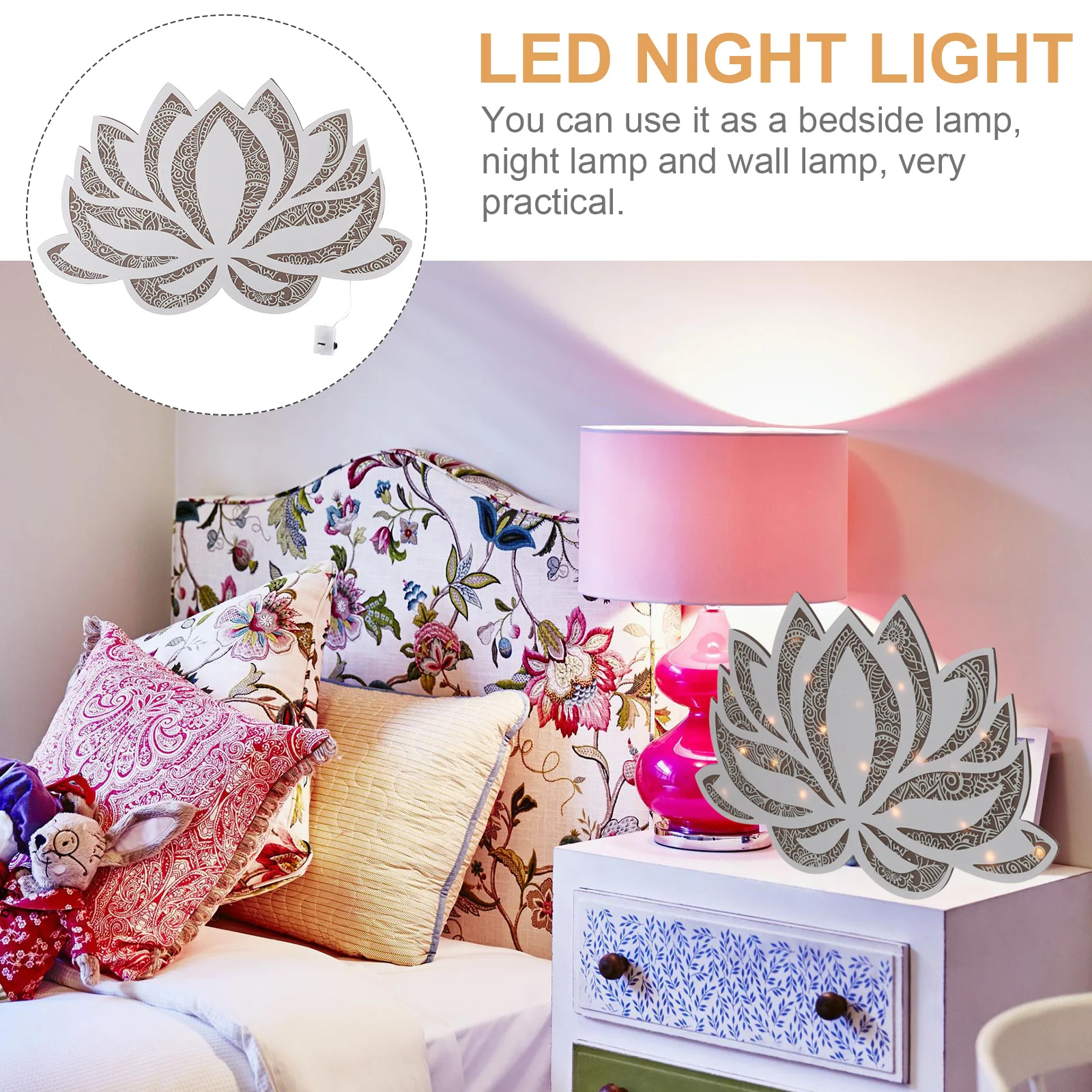 

Lotus Shape Yoga Night Light LED Ambient for Bedroom Wall Desktop Calming Small Light Home Decorative Lamp Dance Room Lighting