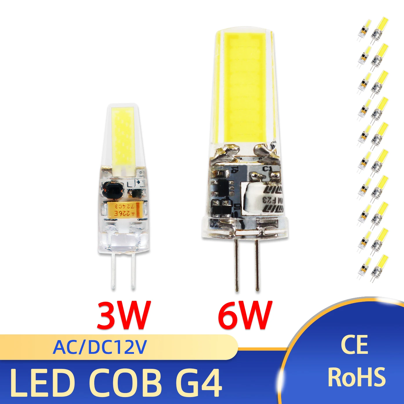 LED G4 Lamp Bulb 3W 6W AC/DC 12V COB LED G4 Light Super Bright Constant Power Lamp Replace Halogen 20/40W Spotlight Chandelier