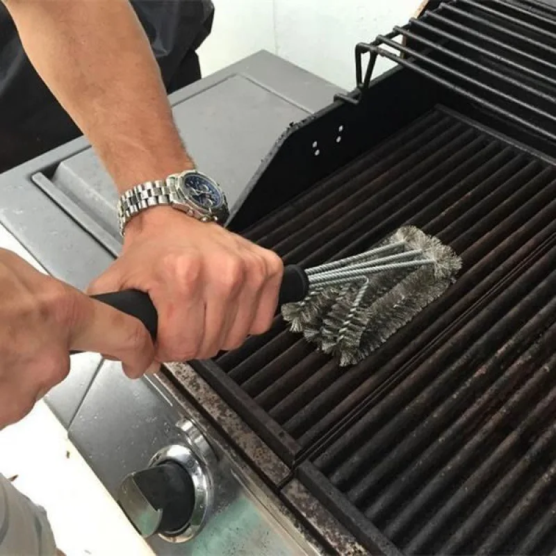 바베큐 그릴 BBQ 브러쉬 야외 캠핑용 스테인리스 스틸 브러시 내구성 있는 청소 도구 BBQ 액세서리 가정용 주방 도구