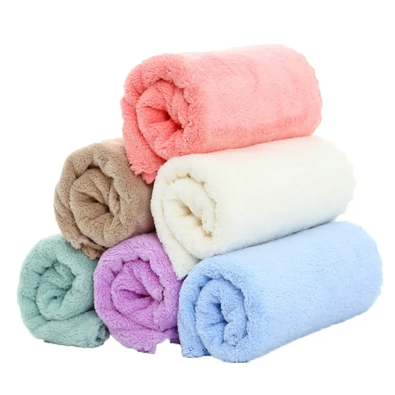 Ultra Soft Microfiber Fabric Face Towel Solid Hotel Bath Hand Washing Towels  Water Absorbent Shower Portable Terry Towels