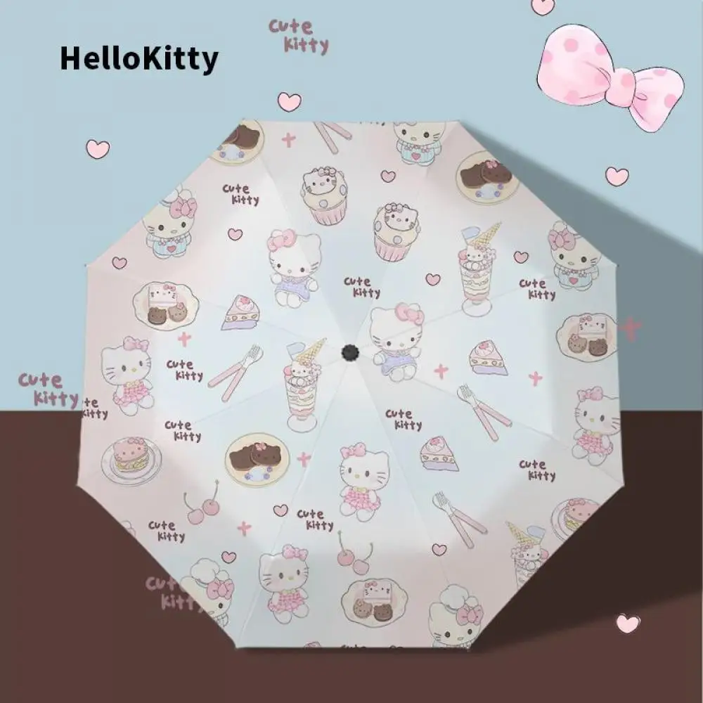 Sanrio Hellokitty Dual Use Umbrellas Forsunnyandrain Fully Automatic Sunshade and Sun Protection Uv Protection Sun Umbrella Miss