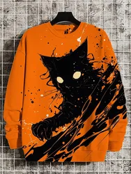 2025 Men's Animal Cat Sweatshirts Long Sleeve Sweatshirt O-Neck Fashion Cool 3D Printed Japanese Art Prints Casual Sweatshirts