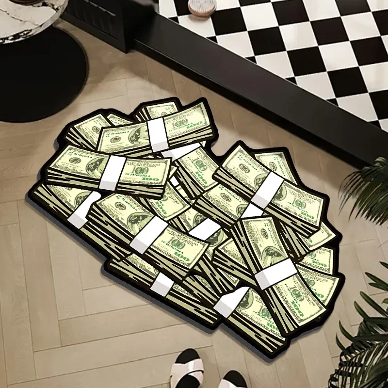 VIKAMA Geldschein-Bodenmatte, Rutschfester Weicher Teppich mit Dollar-Design für Schlafzimmer, Eingangsbereich, Badezimmer-Dekoration – Detail 4