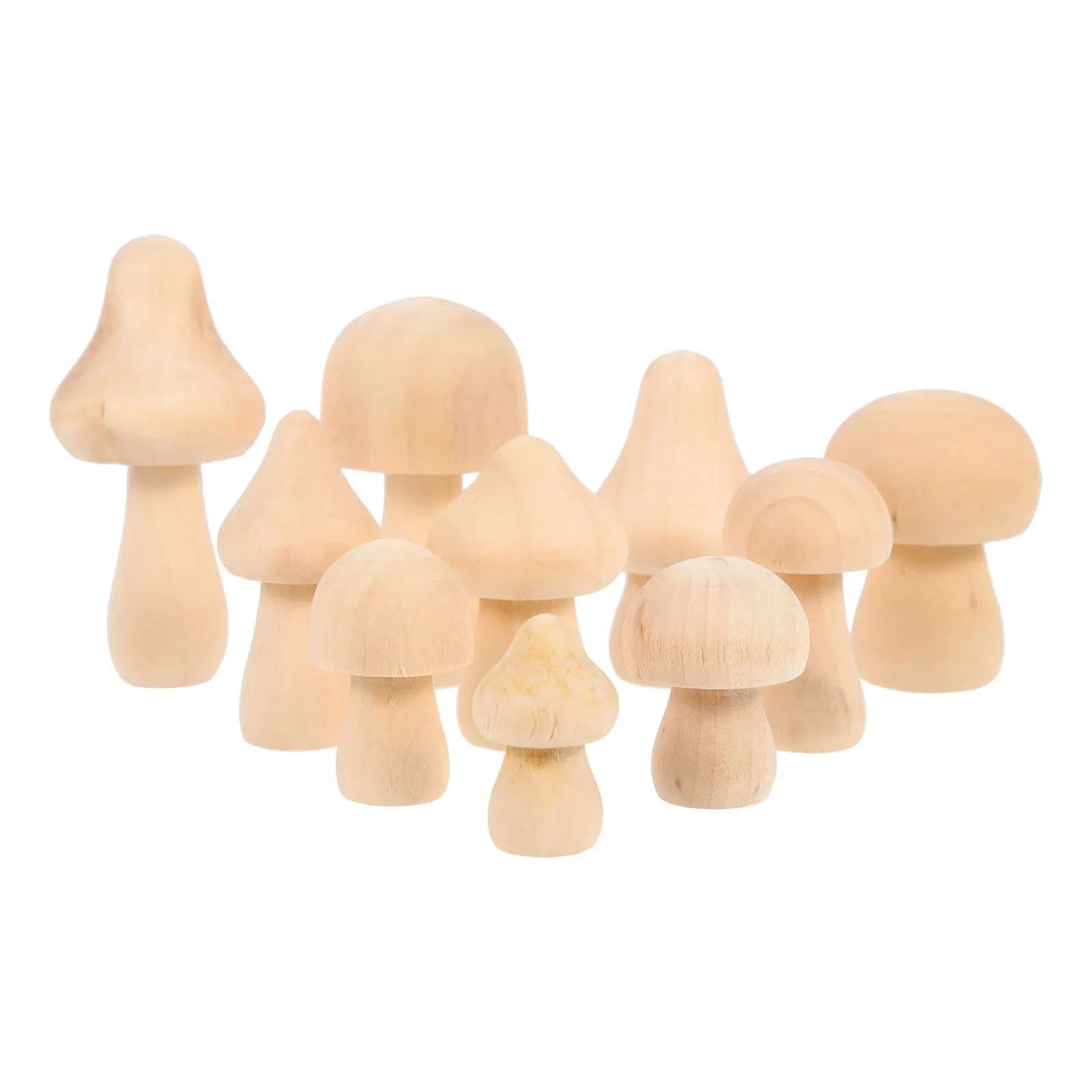 طقم فطر خشبي مكون من 10 قطع للأطفال فطر عادي غير مكتمل خفيف صغير الحجم آمن لأنشطة الرسم للأطفال