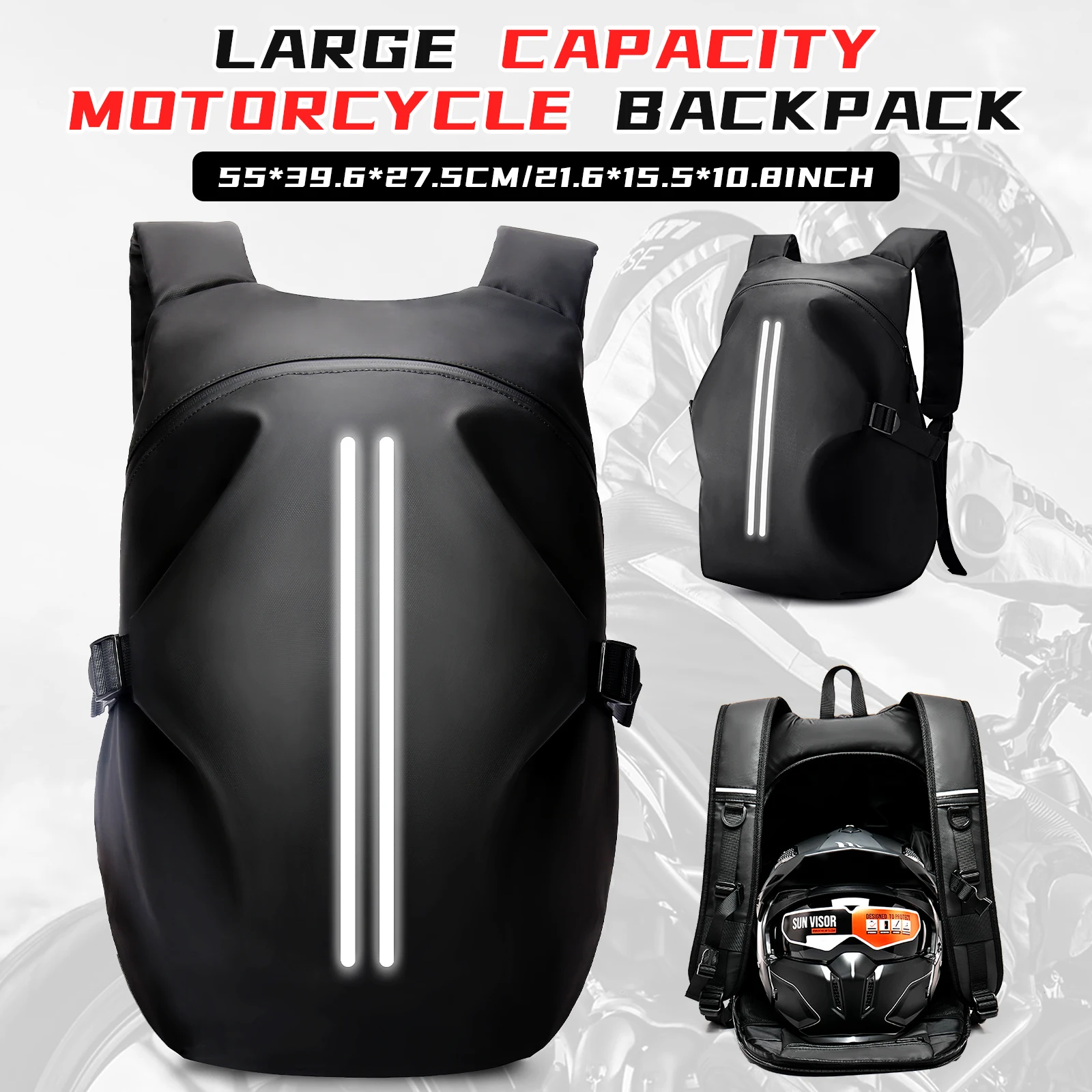 

Мотоциклетный рюкзак большой емкости для мужчин, водонепроницаемый рюкзак для шлема со светоотражающей полосой, аксессуары для мотоциклов, школьная сумка