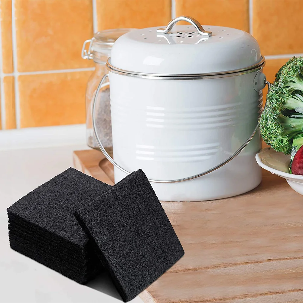 

6pcs Square Charcoal Filter Accessories for Kitchen Trash Can Replacement Carbon Filters Odor Absorbing Sponge Garbage