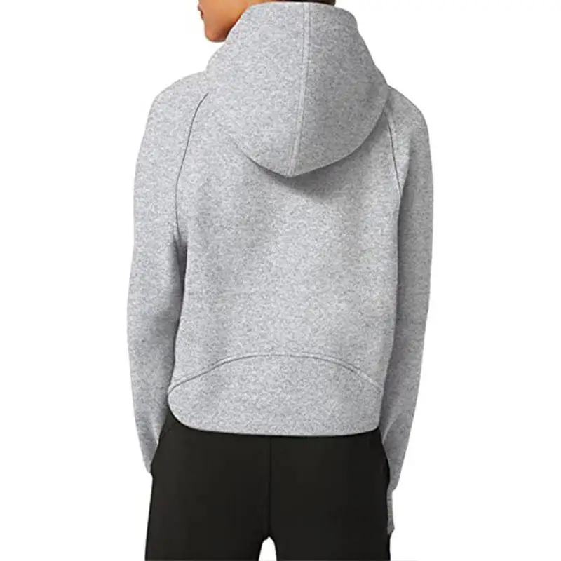 Loose Half Zip Hooded Sweaters Winter Autumn Warm Yoga Running Sweatshirts With Thumb Hole Women Active Wear Short Sports Tops