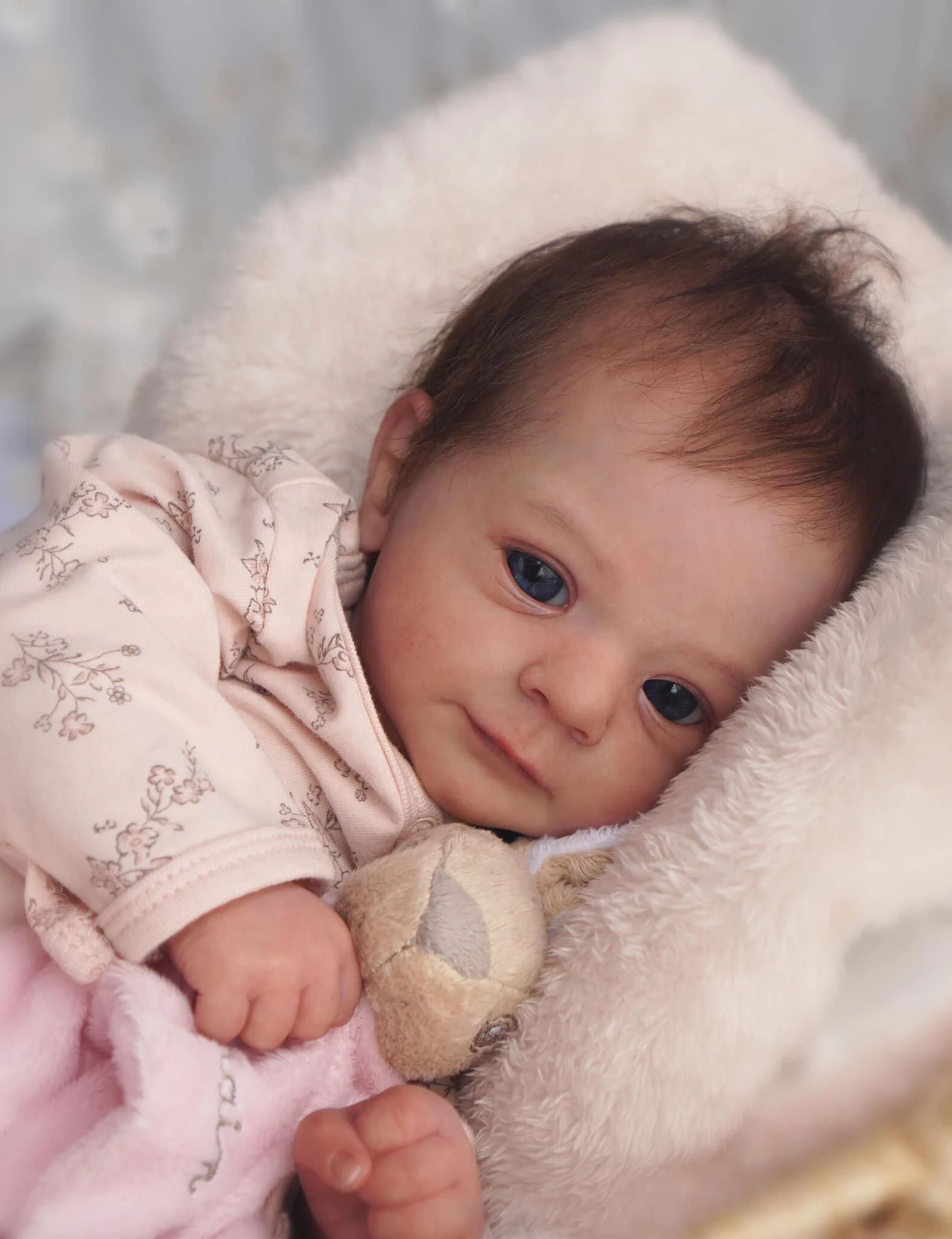 NPK 49CM Hand-Painted Reborn Baby Doll Newborn Felicia Realistic 3D Skin Tone High-Quality Genesis Painting Collectible Doll