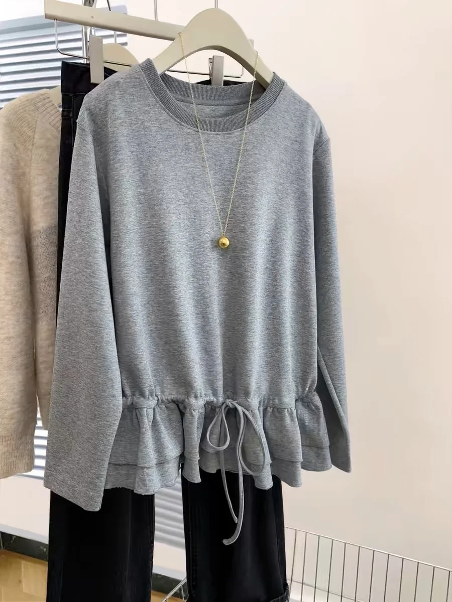 plus Size 300 Pou Women's T-irt Dstring Waist Long Sve Spring Autumn High Sensation Match All pes of Clothes