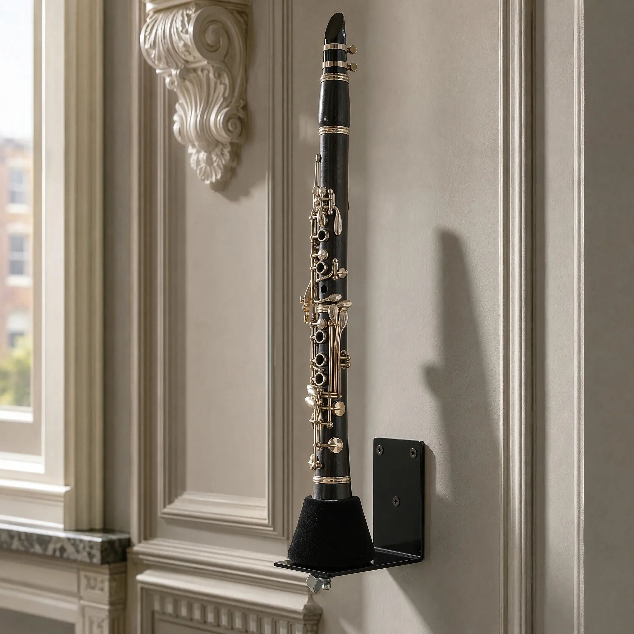 1Set Premium Iron Flute Rack Wall Mount Flute Clarinet Display Holder Strong Stable Punch Design No Scratch Instrument Support 3