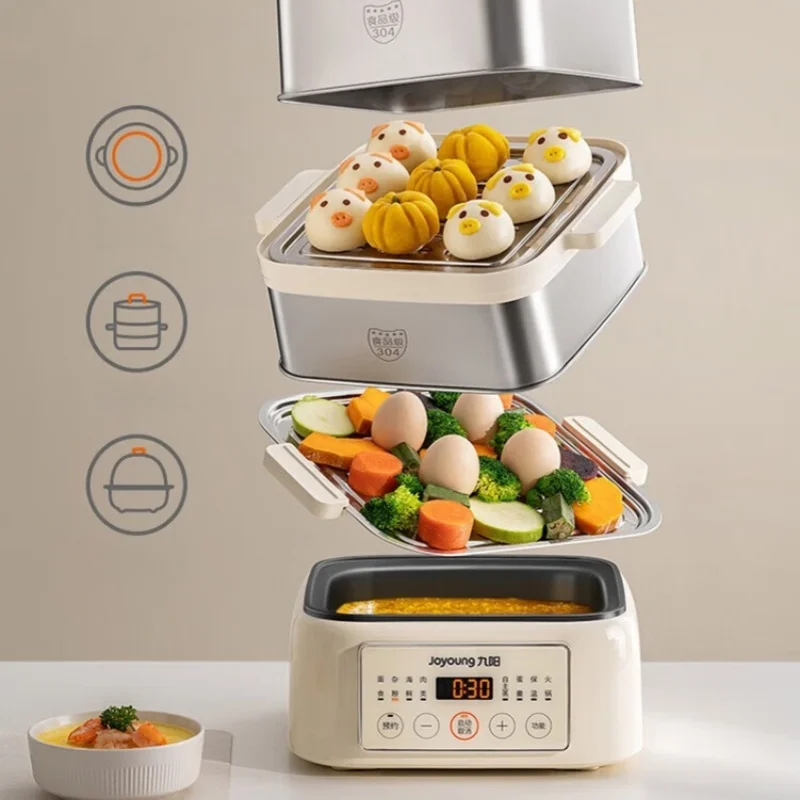 Joyoung كبير 10L وعاء باخرة كهربائي متعدد الأغراض طباخ طبقة مزدوجة تبخير الكعك إناء/ قدر 24H الدفء قدر الغذاء البخاري 220 فولت