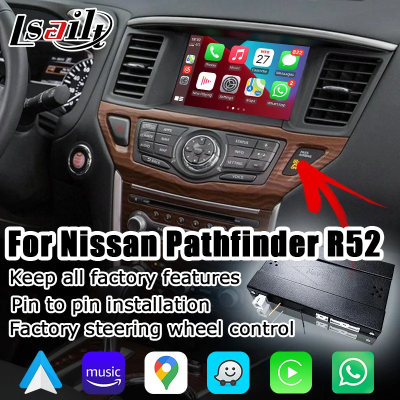 Wireless CP AA Interface Box for Nissan Pathfinder R52 2012-2016 with 370z Murano Patrol IT08 08IT Lsailt