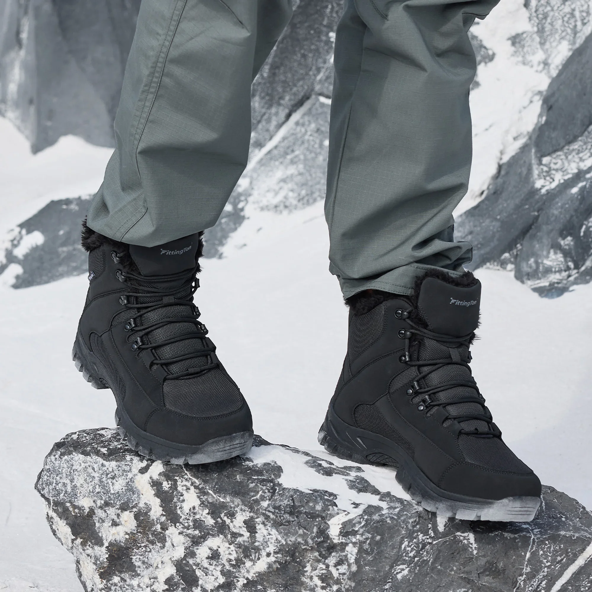 Herren Winter Schneestiefel Weite Passform Kältebeständig -25 ℃ Warme, dick gefütterte Outdoor-Wanderstiefel Herren-Winterschuhe zum Wandern und Trekking – Detail 2