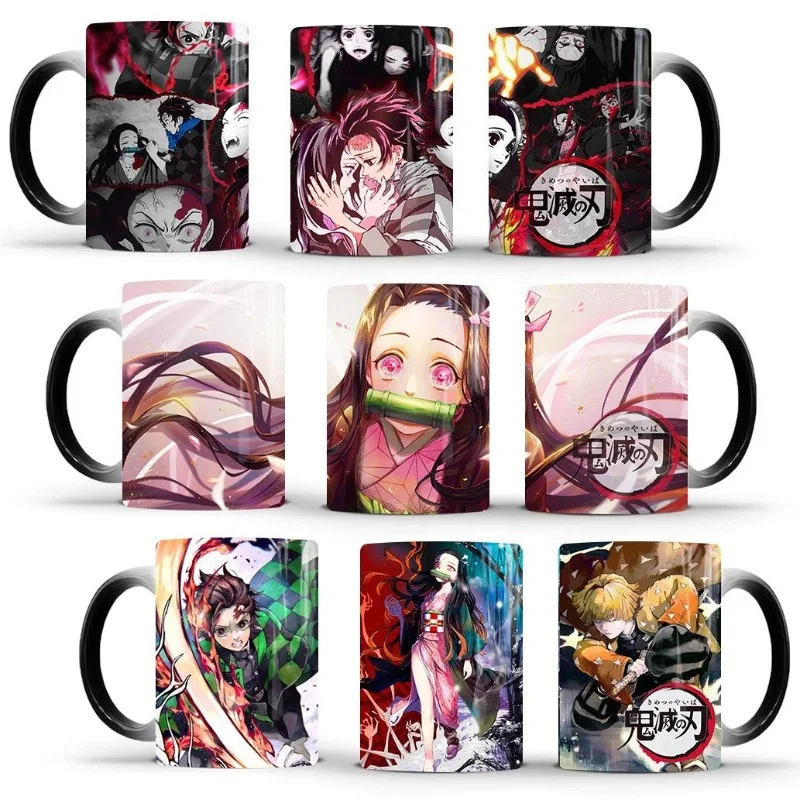 

Cartoon Anime Demon Slayer Ceramic Cup，Tanjirou Nezuko Color changing mug when exposed to heat, cute coffee, milk, breakfast cup
