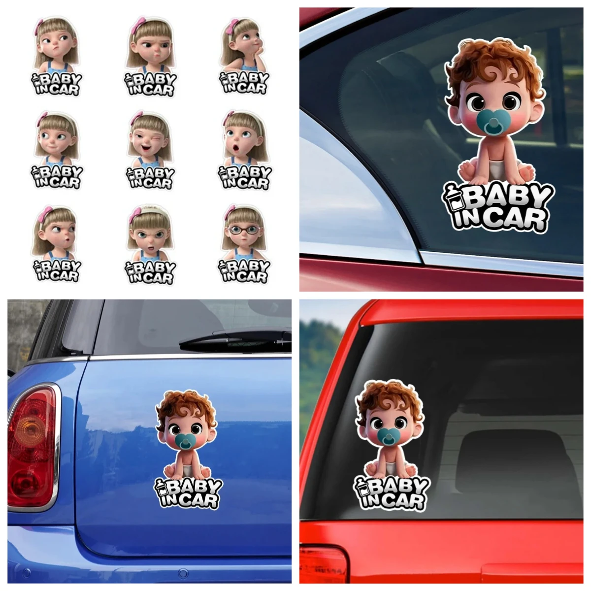 

Custom Cartoon Baby Car Sticker Waterproof Vinyl Decal for Bumper Window Motorcycle Helmet