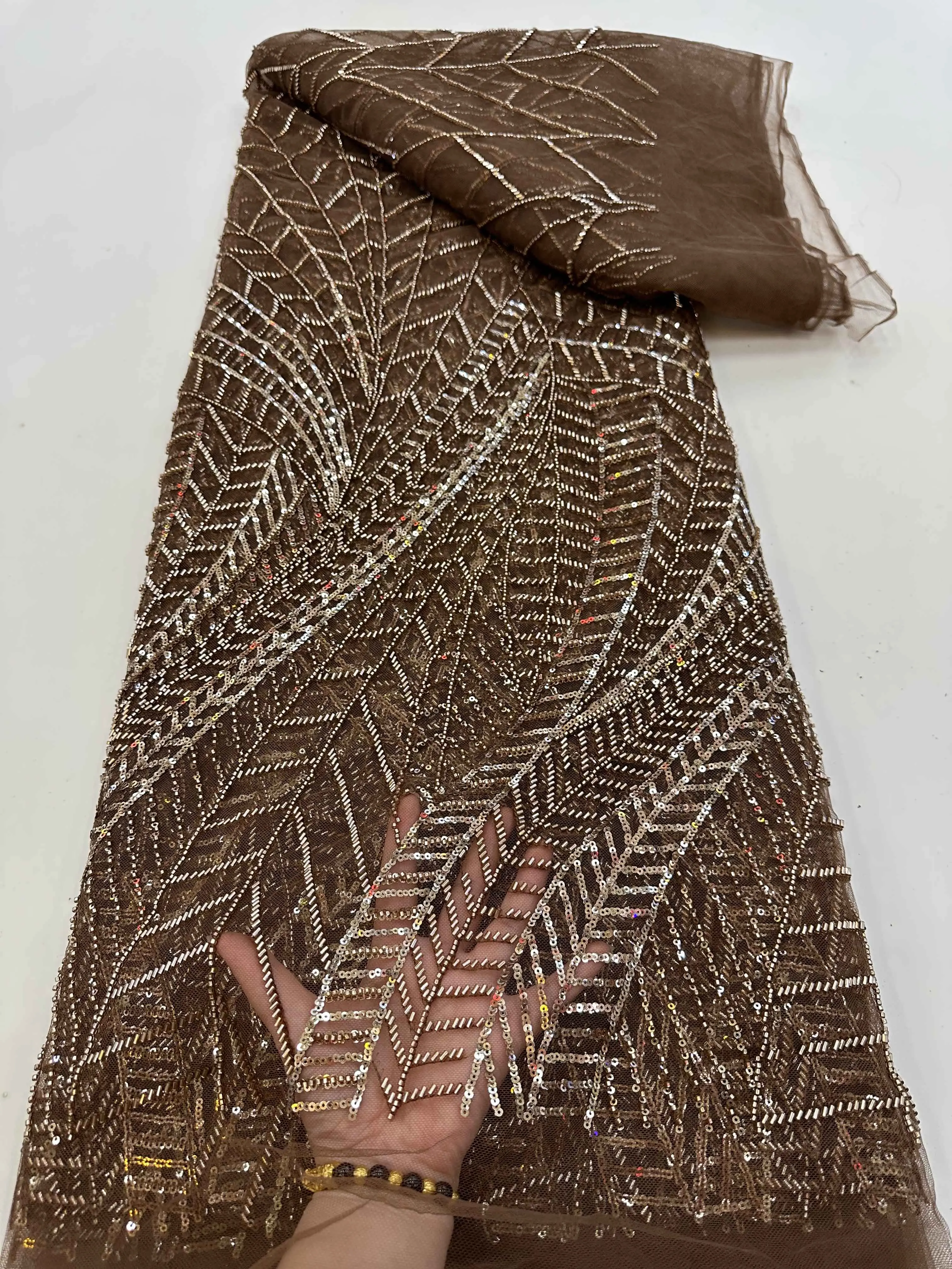 

Африканский кружевной тюль с цветком ткань высокого качества с блестками, 3D ткань с бусинами, нигерийская кружевная ткань для свадебного платья