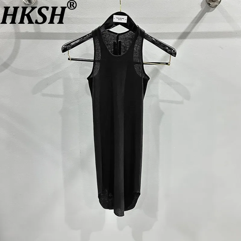 HKSH Spring Summer New Men's Tide Elastic Simple Fashion Slim-Fit Tank Top Dark RO Style Chic Ins Women Vest Cotton Tops HK20981