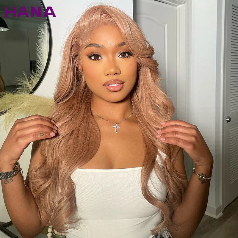 Champagne Beige Colored Human Hair Wigs For Women Transparent 13x6 Lace Frontal Wigs Pre-Plucked Body Wave 5x5 Lace Closure Wig