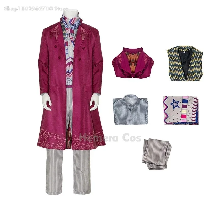 hhh 20252024 Adults Kids Movie Chocolate Wonca Costume Wig Hat Factory Willie Cosplay Clothing Kid Halloween Carnaval Pa