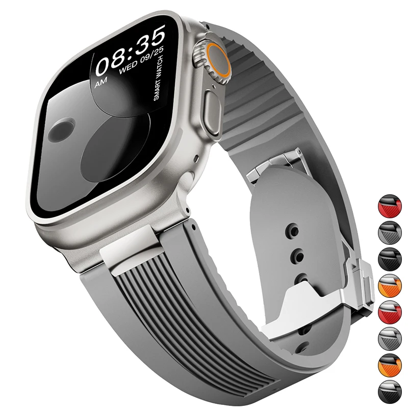 Silikon-Sportarmband für Apple Watch Ultra 49mm Serie 11 10 46mm 9 8 7 45mm Gummiband für Watch 6 5 4 SE 3 44mm 42mm Armband
