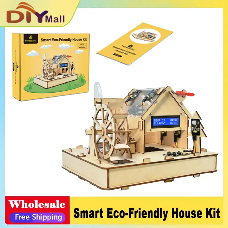 Keyestudio Smart Eco-Friendly House Starter Kit For Arduino With Water Wheel System C/C++ KidsBlock Programming For Starter Kit