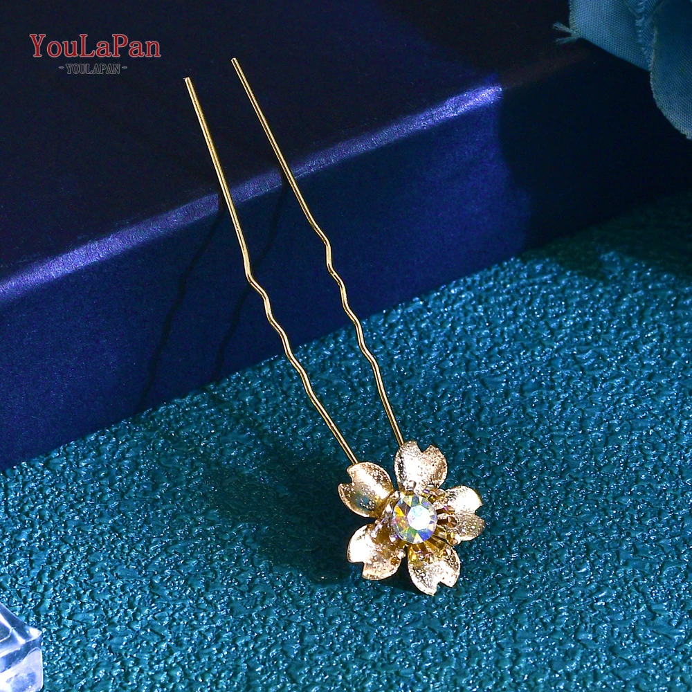 YouLaPan Bride Hairpins Hair Ornament Golden Color U-shaped Hair Clip Fork Wedding Hair Accessories Hair Clips Hairpin HP767