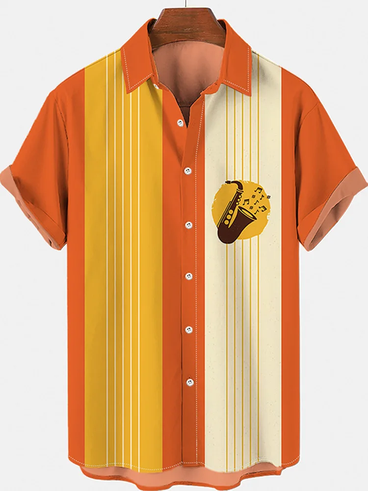 

Men's Casual Vaion ort Sve irt Loose Fit Faion Urban Sle Summer Thin Young Vitali arp Collar Other Pattern