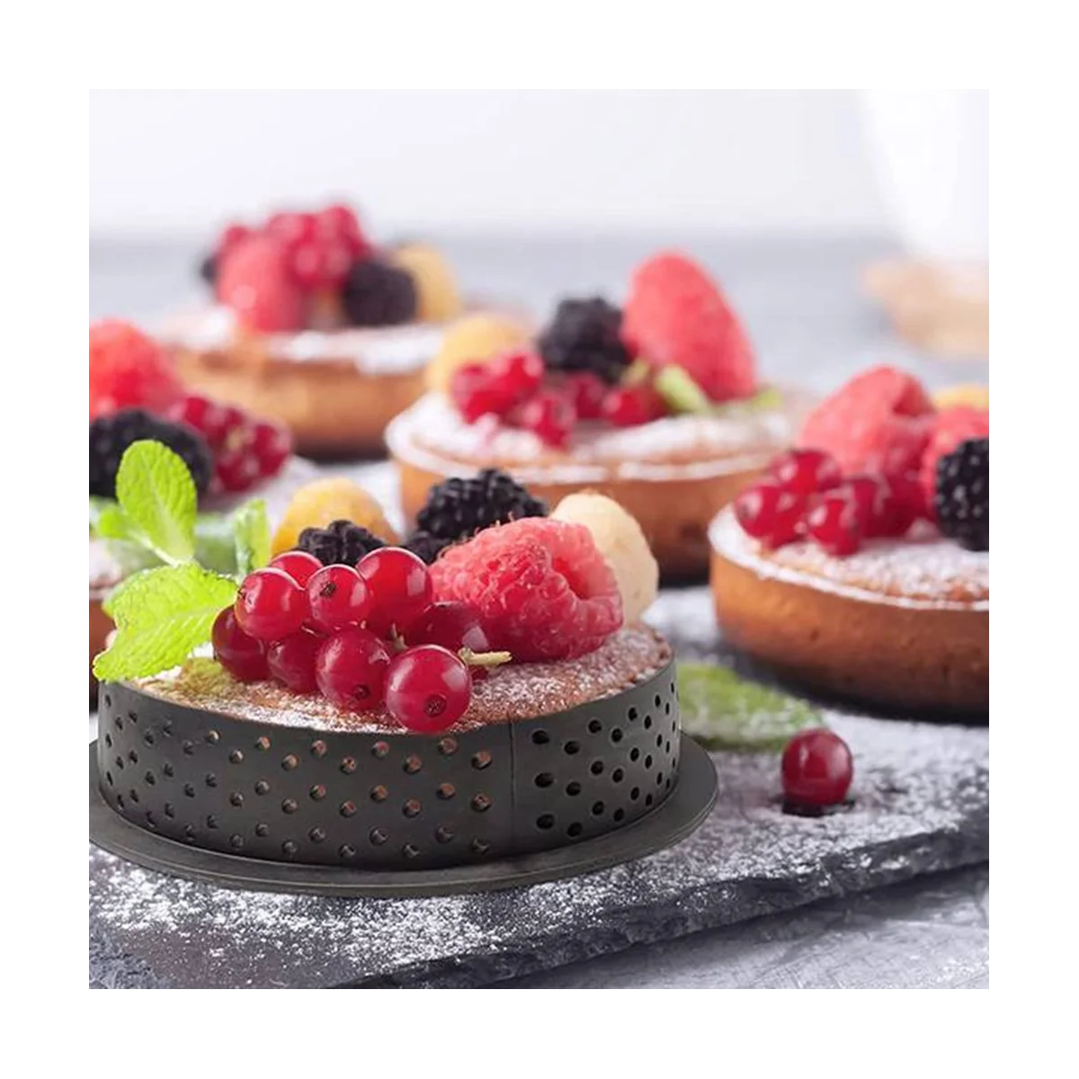 قالب الكعكة المستديرة للموس ، أداة الخبز الحلوى ، حلقة تزيين الكعكة ، أجزاء بلاستيكية مثقبة قابلة لإعادة الاستخدام ، 20 قطعة