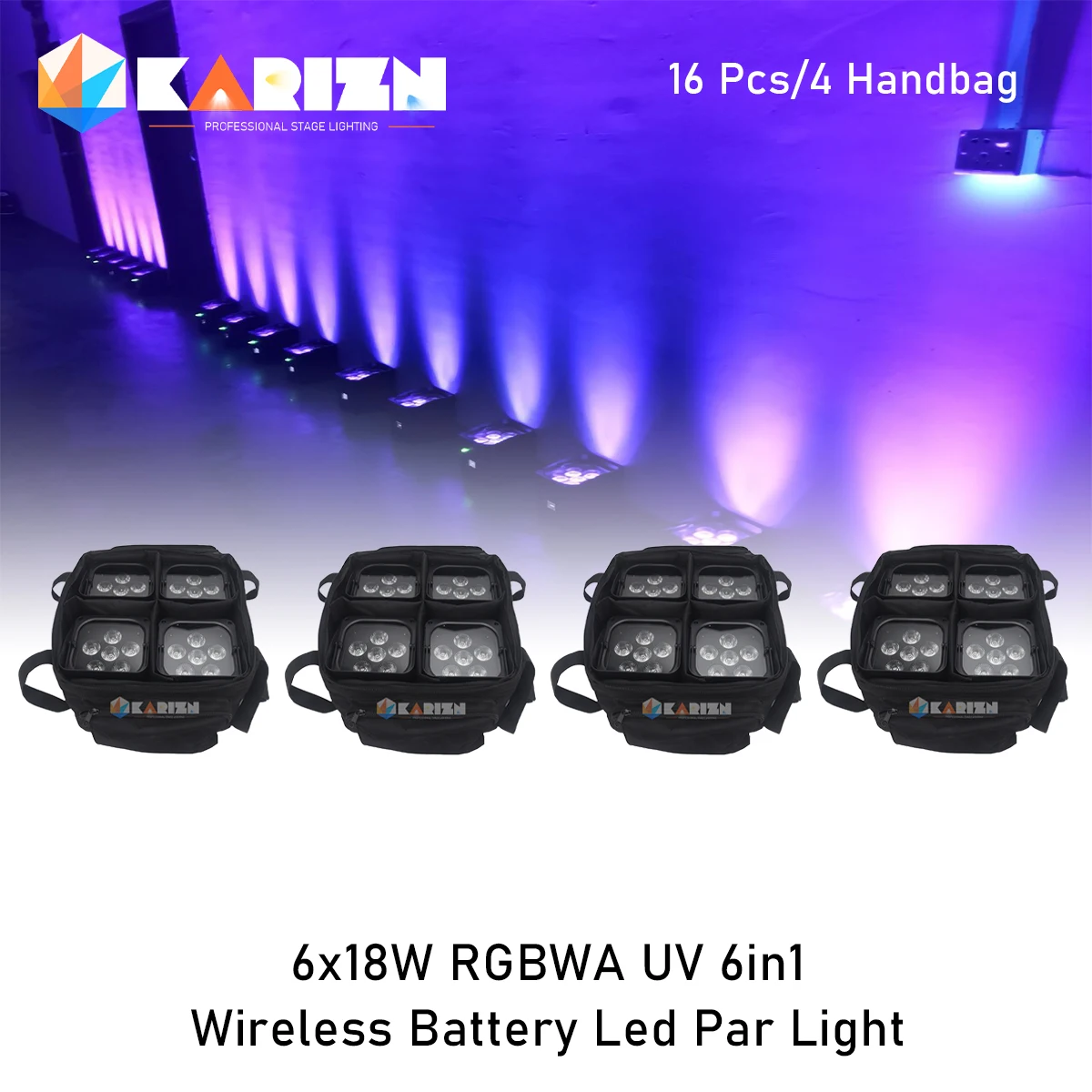 

No Tax 4x bags Free Duty LED Battery Powered Par Light 6*18w RGBWAUV 6in1 Stage Lighting Auto/Sound/DMX/Wifi/APP/Remote