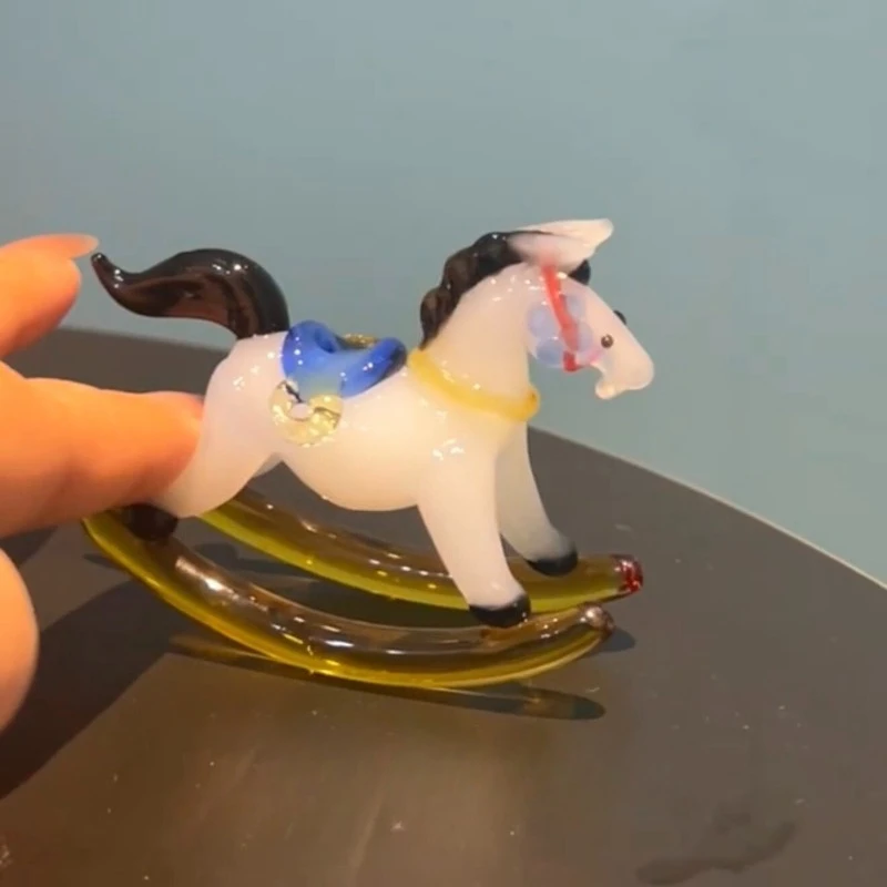 New Year's glazed horse ornament,intangible cultural heritage pure handmade decoration rocking horse,home desktop decor gifts