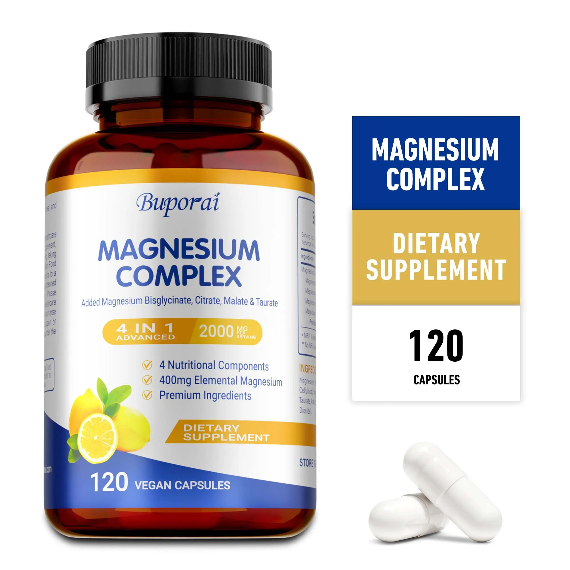 

Magnesium Complex - For Sleep, Supports Heart, Muscle and Bone Health, Boosts Immunity, Promotes Energy Production, Non-GMO