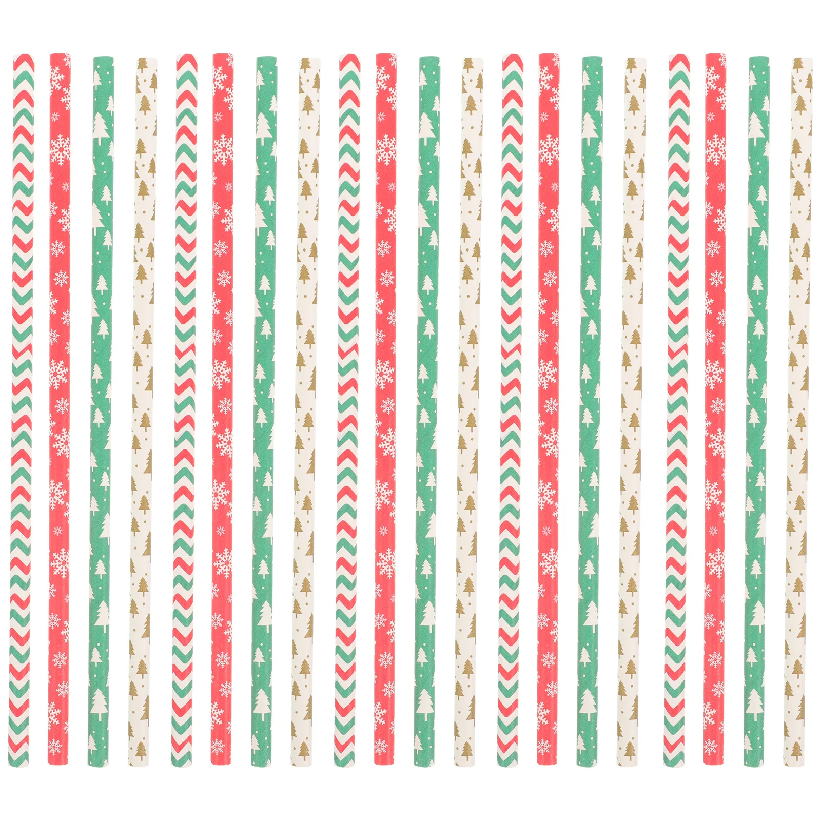 

200Pcs Christmas Themed Paper Straws Xmas Party Supplies Disposable Drinking Straws Festive Tree Snowflake for Events